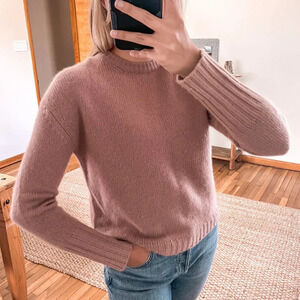 NAADAM 100% Cashmere Pink Cutout Shoulder Designer Knit Pullover Sweater S
